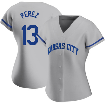 Men's Kansas City Royals Salvador Perez Majestic White Alternate Los Reales  Flex Base Player Jersey with World Series Commemorative Patch